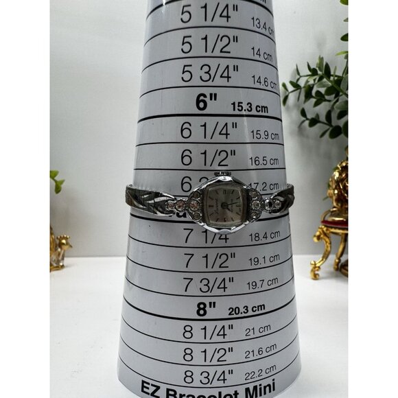Vintage Lucerne Ladies Watch Rhinestone Silver Tone Antishock Hong Kong 7” Runs - Picture 8 of 11
